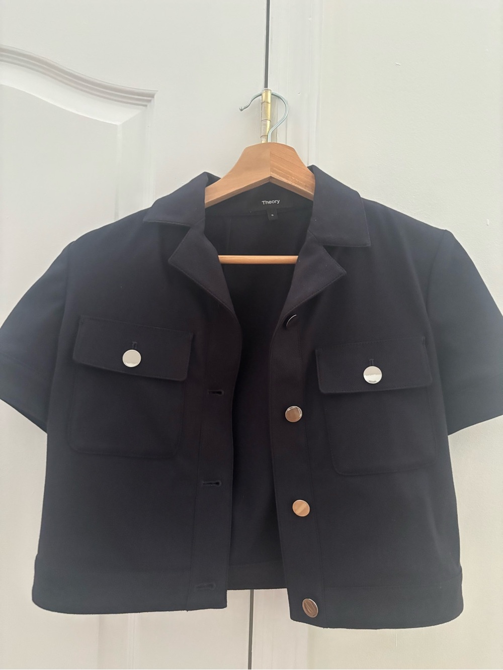 Theory Navy Short Sleeve Button Jacket